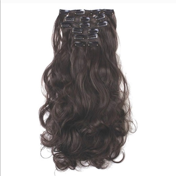 DARK BROWN 7 PEICE CLIP INS *NWT* - Picture 1 of 3